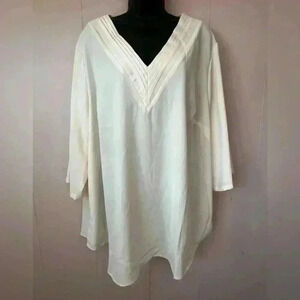 BloomChic V Neck 3/4 Sleeve Blouse With Adj. Roll Button Hold Sz 22-24 NWOT